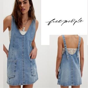 Free People | NWT! We The Free High Roller Skirttall Denim Jumper Overall Dress